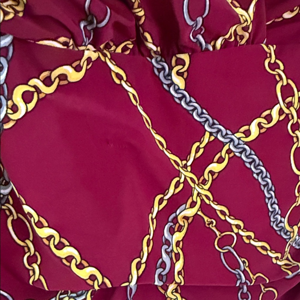 INC International Concepts Burgundy Chain-Print Top with Gold and Gray Links - Picture 4 of 6